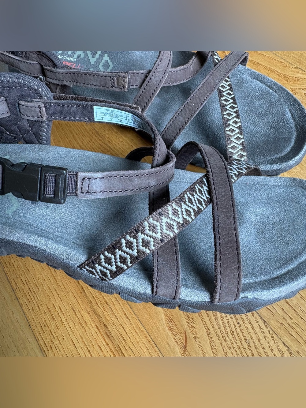 Merrell Terran Lattice II sandals Dark Earth Brown Beige leather Women Size 9 40 - Picture 3 of 11